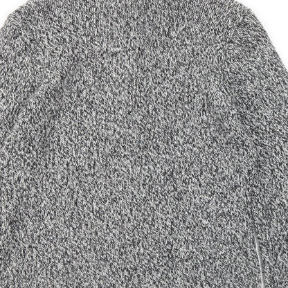 Casual Club Womens Grey Mock Neck Acrylic Full Zip Jumper Size 14