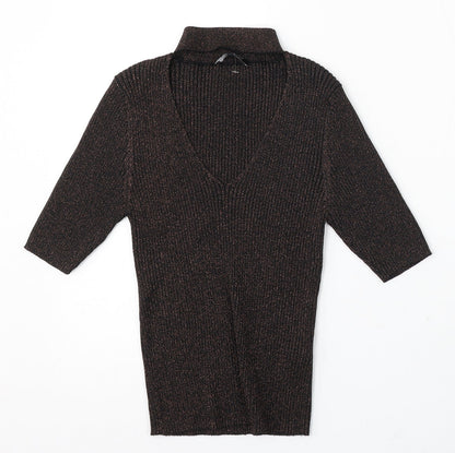 Womens UK Size 14 New Look Brown Cardigan Jumper