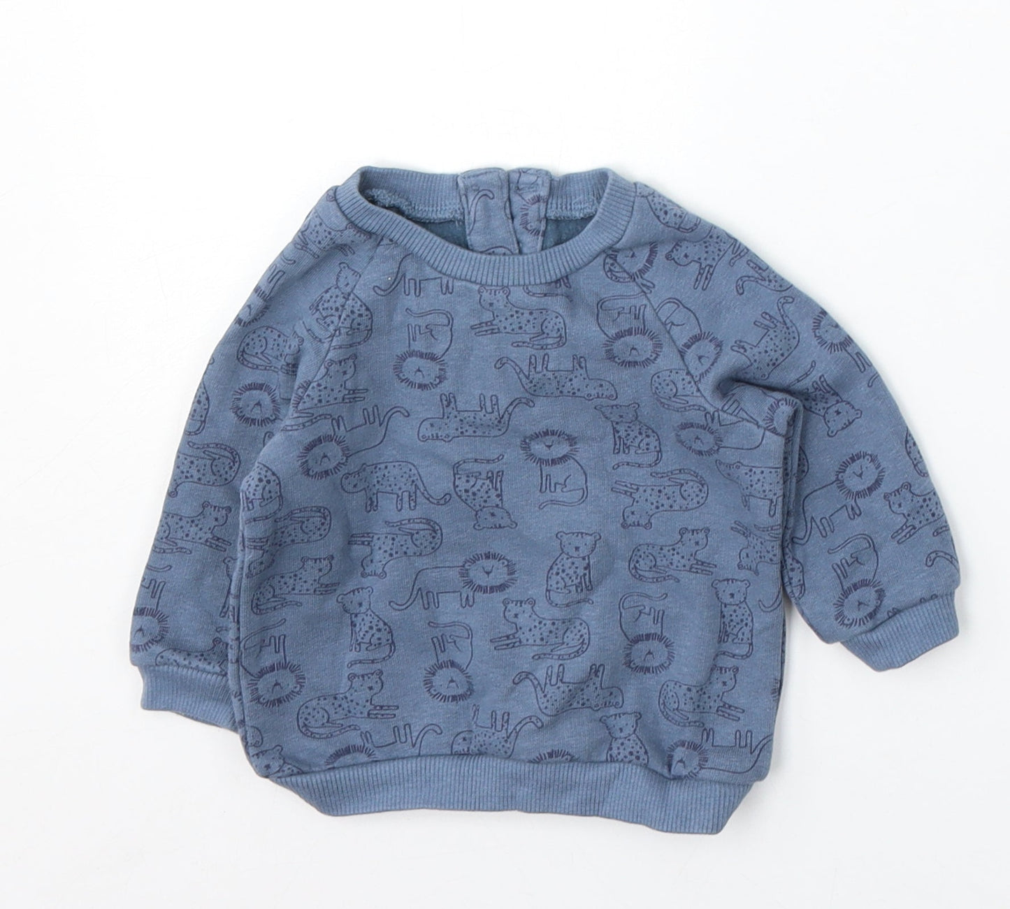 Matalan Boys Blue Geometric Cotton Pullover Jumper Size 0-3 Months