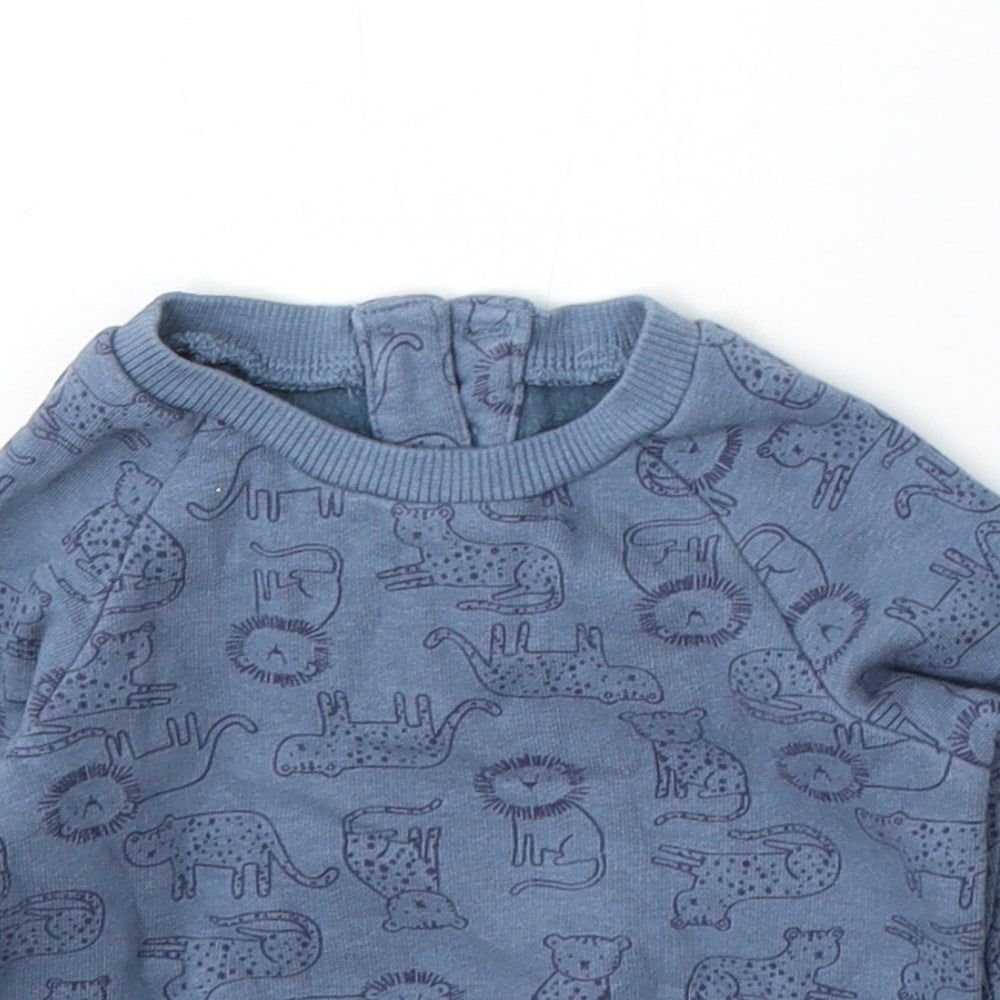 Matalan Boys Blue Geometric Cotton Pullover Jumper Size 0-3 Months