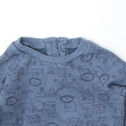 Matalan Boys Blue Geometric Cotton Pullover Jumper Size 0-3 Months