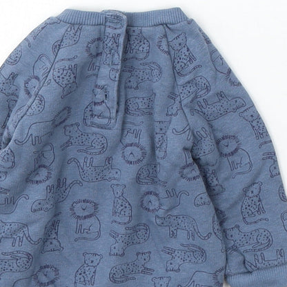 Matalan Boys Blue Geometric Cotton Pullover Jumper Size 0-3 Months