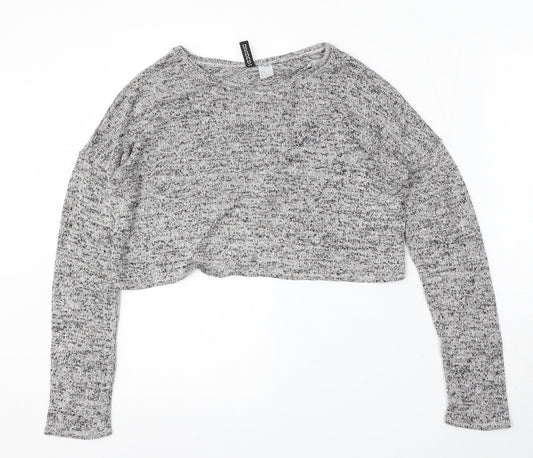 Divided by H&M Womens Grey Round Neck Polyester Pullover Jumper Size S
