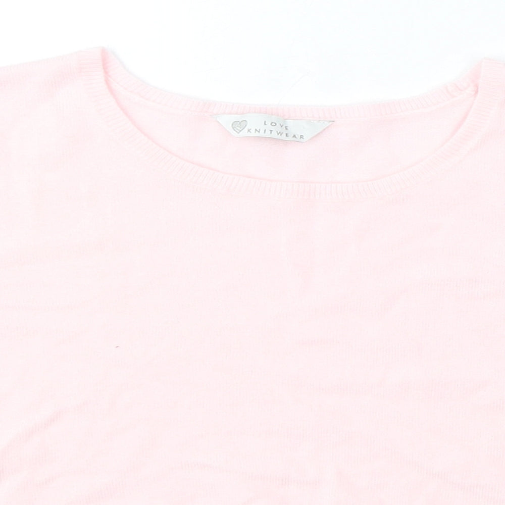 Love Knitwear Womens Pink Round Neck Polyester Pullover Jumper Size S