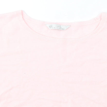 Love Knitwear Womens Pink Round Neck Polyester Pullover Jumper Size S