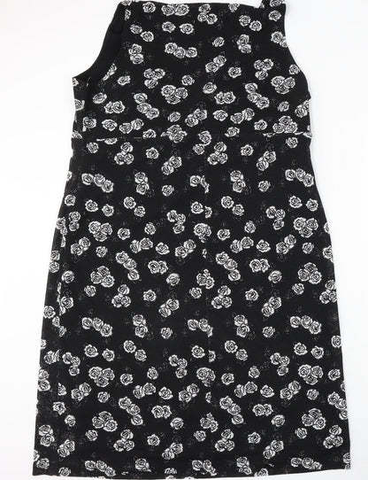 Etam Womens Black Floral Polyester Sheath Size 24 V-Neck