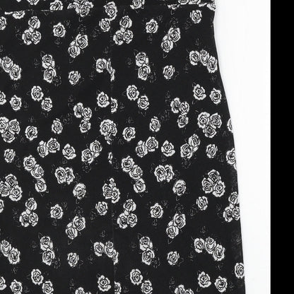 Etam Womens Black Floral Polyester Sheath Size 24 V-Neck