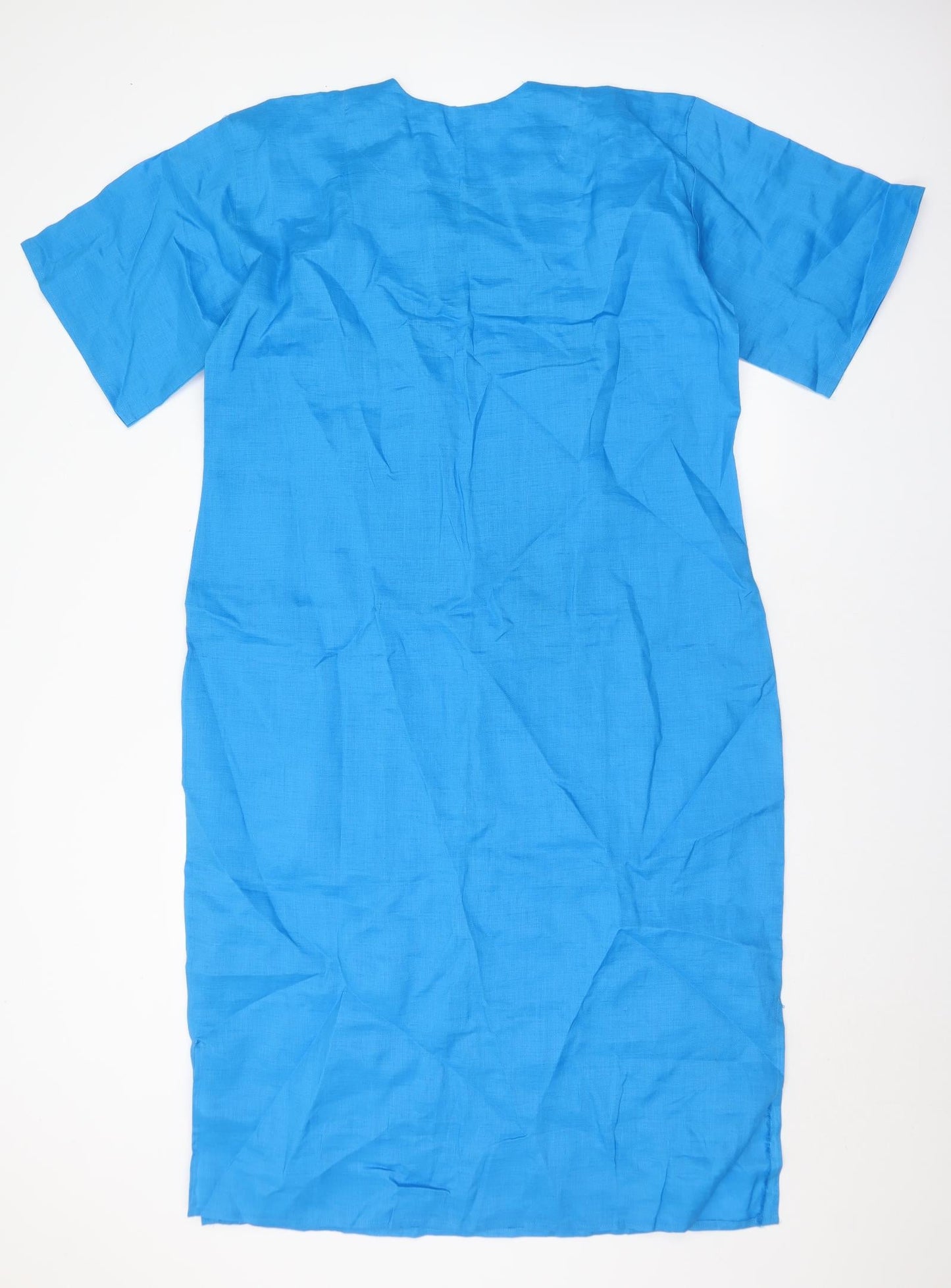 Preworn Womens Blue Check Polyester T-Shirt Dress Size XL Square Neck