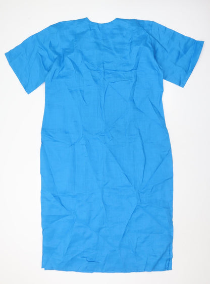 Preworn Womens Blue Check Polyester T-Shirt Dress Size XL Square Neck