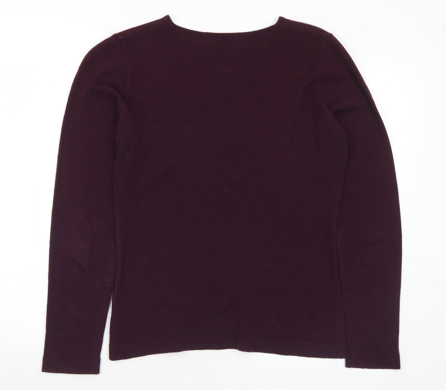 George Womens Purple V-Neck Acrylic Pullover Jumper Size 12