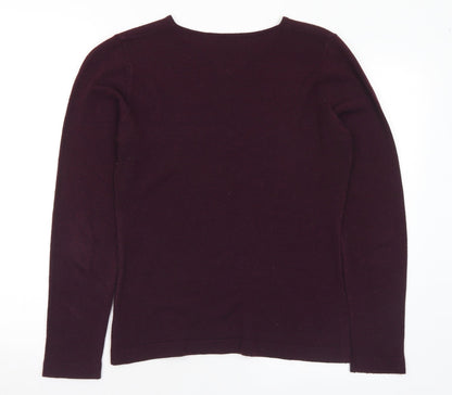 George Womens Purple V-Neck Acrylic Pullover Jumper Size 12