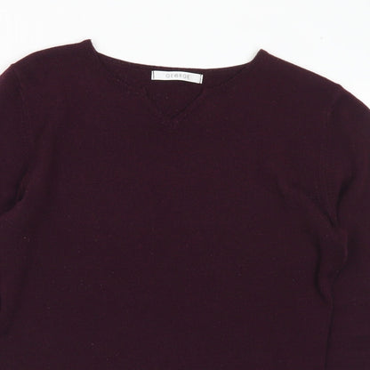 George Womens Purple V-Neck Acrylic Pullover Jumper Size 12