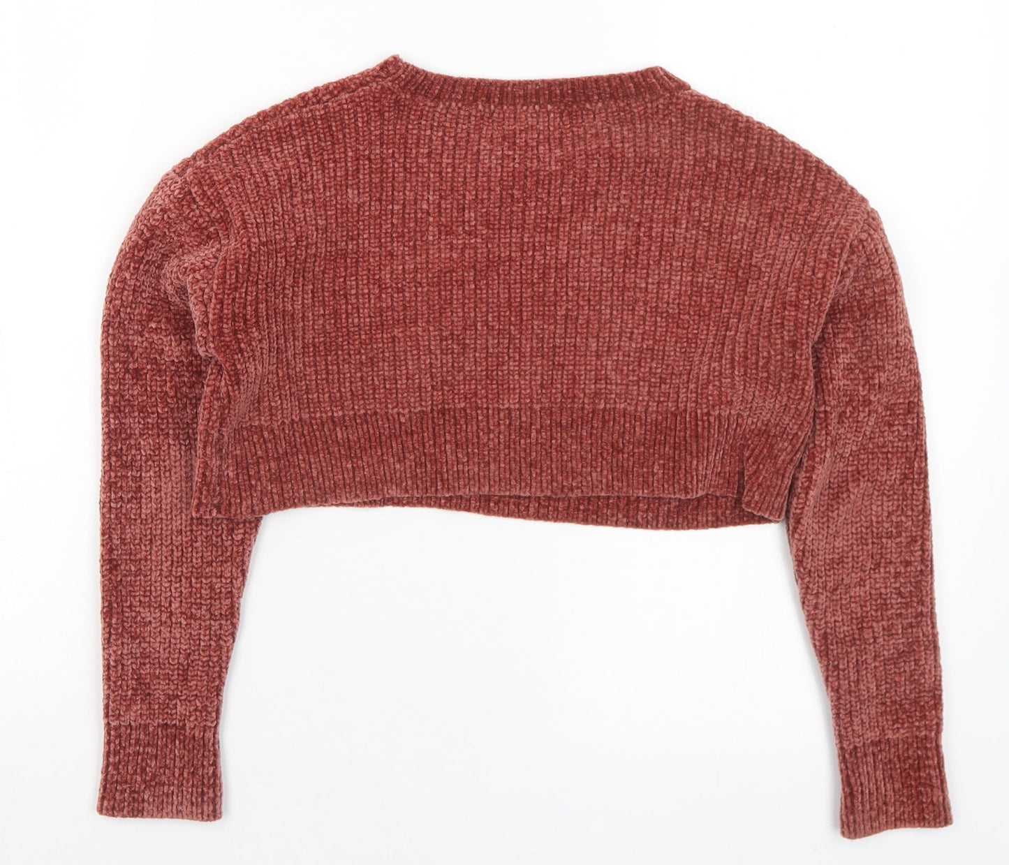 New Look Girls Brown Round Neck Acrylic Pullover Jumper Size 10-11 Years