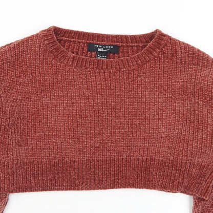 New Look Girls Brown Round Neck Acrylic Pullover Jumper Size 10-11 Years