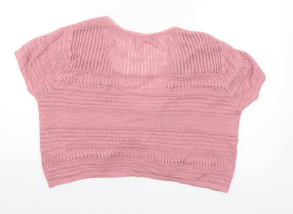 Primark Womens Pink V-Neck Cotton Cardigan Jumper Size 12 - 12-14