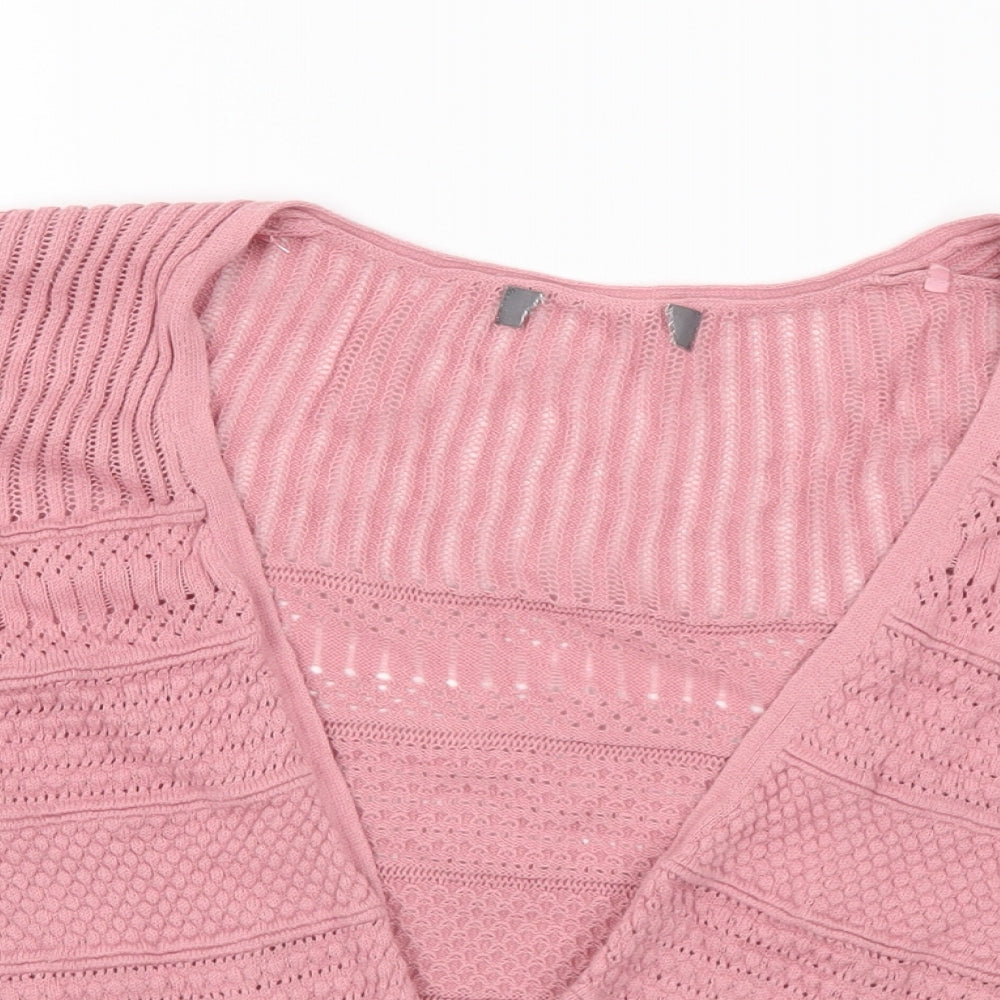 Primark Womens Pink V-Neck Cotton Cardigan Jumper Size 12 - 12-14