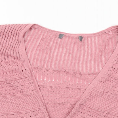 Primark Womens Pink V-Neck Cotton Cardigan Jumper Size 12 - 12-14