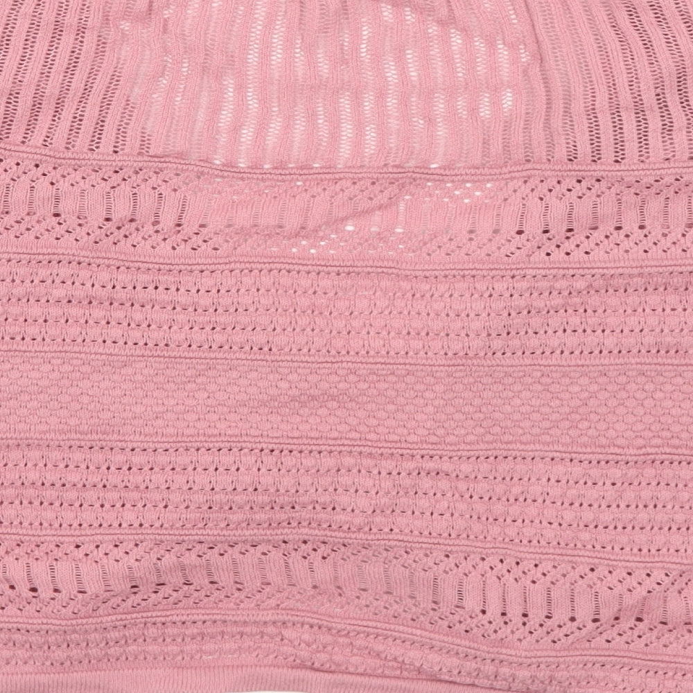 Primark Womens Pink V-Neck Cotton Cardigan Jumper Size 12 - 12-14