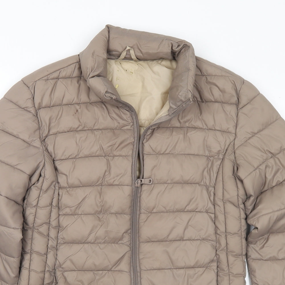 Primark Womens Brown Quilted Coat Size 4 - 4-6
