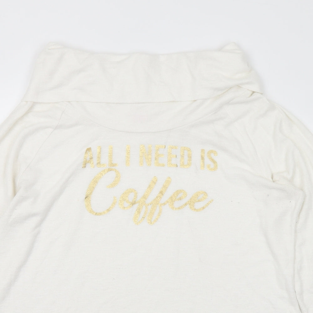No Boundaries Womens White Roll Neck Rayon Pullover Jumper Size XL - Coffee