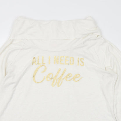 No Boundaries Womens White Roll Neck Rayon Pullover Jumper Size XL - Coffee