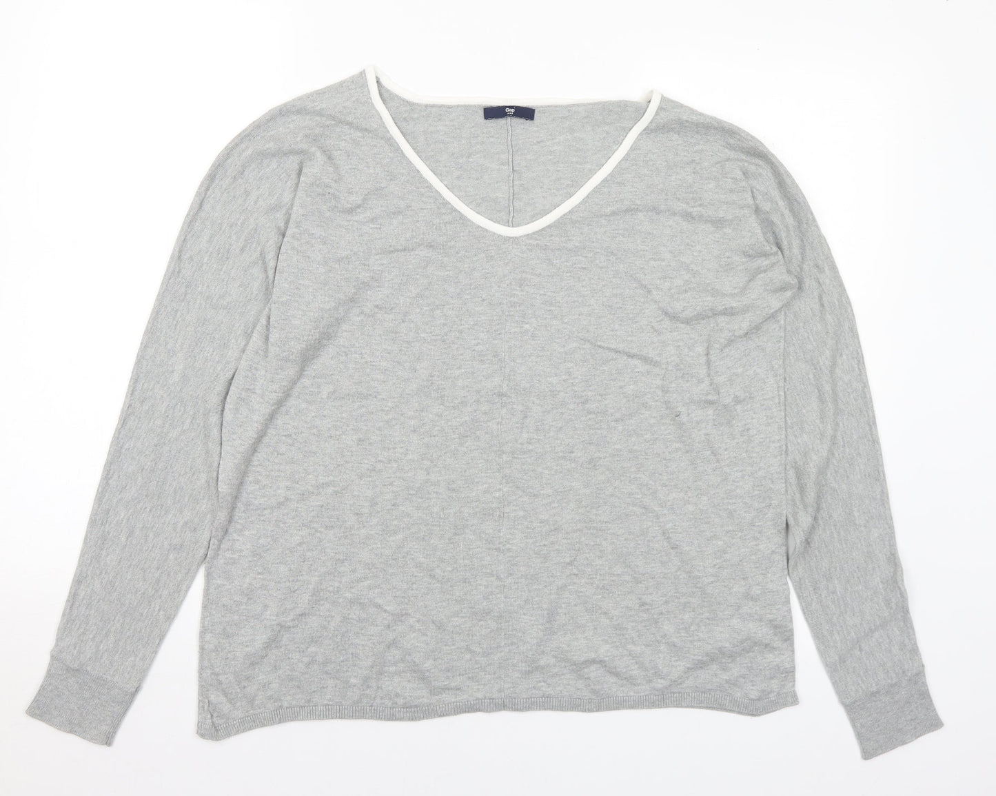 Gap Womens Grey Round Neck Cotton Pullover Jumper Size L