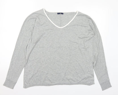 Gap Womens Grey Round Neck Cotton Pullover Jumper Size L