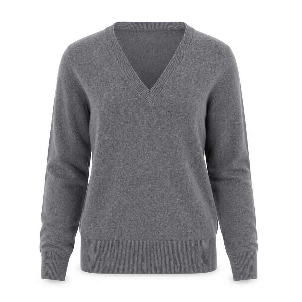 H&M Womens Grey V-Neck Viscose Pullover Jumper Size XS