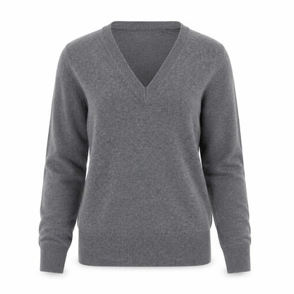 H&M Womens Grey V-Neck Viscose Pullover Jumper Size XS