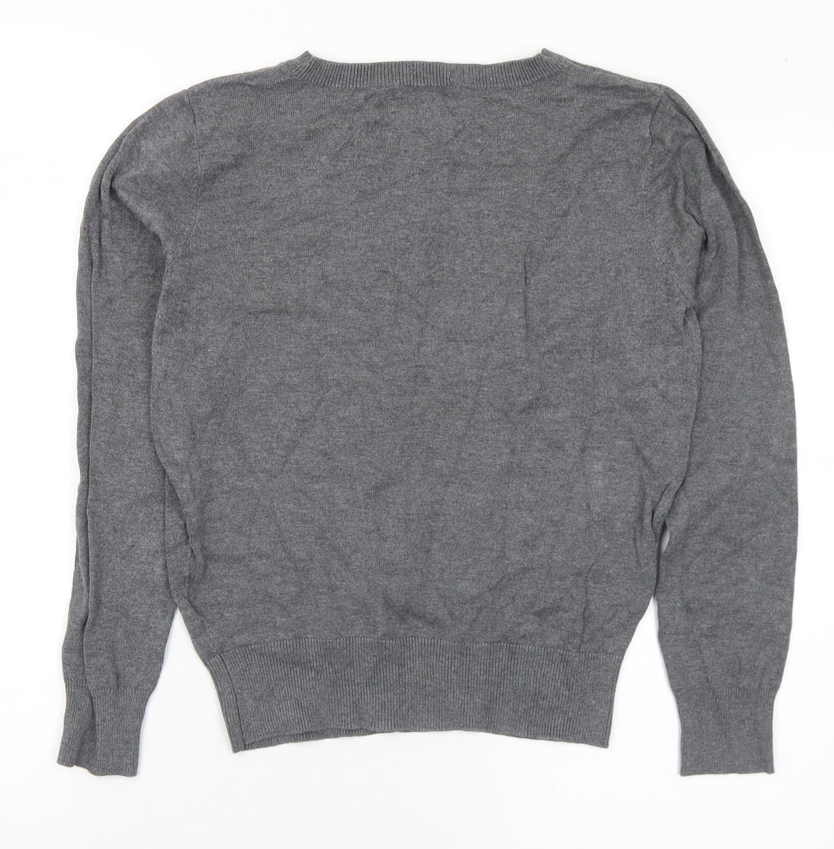 H&M Womens Grey V-Neck Viscose Pullover Jumper Size XS