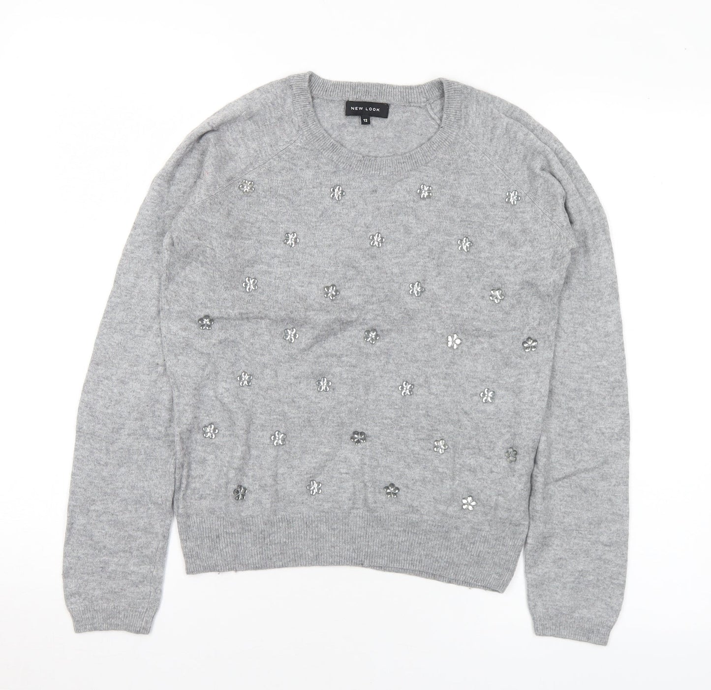Womens UK Size 12 New Look Grey Pullover Jumper