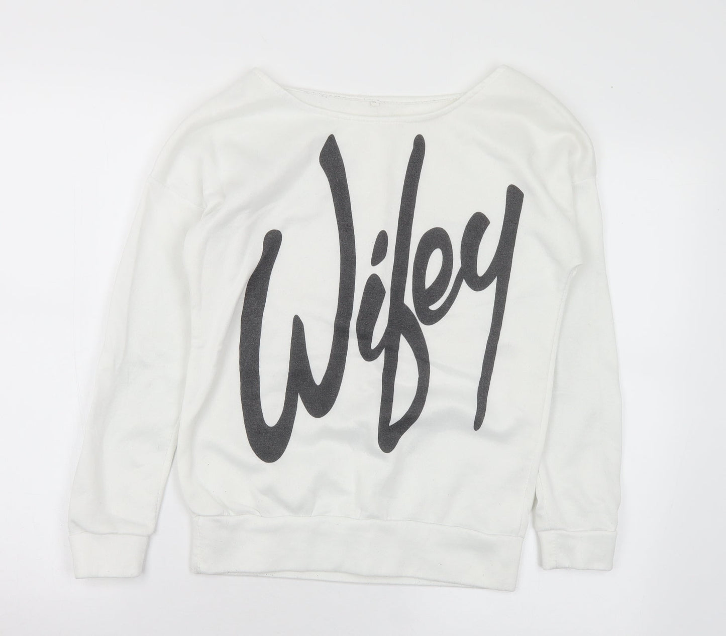 Preworn Womens White Polyester Pullover Sweatshirt Size S - Wifey