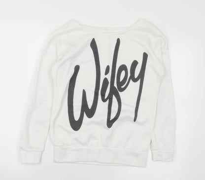 Preworn Womens White Polyester Pullover Sweatshirt Size S - Wifey