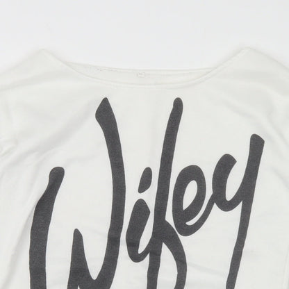 Preworn Womens White Polyester Pullover Sweatshirt Size S - Wifey