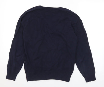 Trutex Mens Blue V-Neck Cotton Pullover Jumper Size S