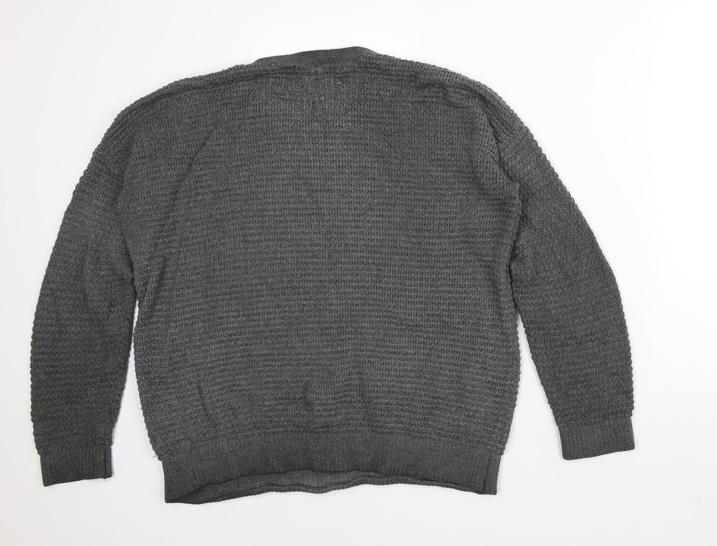 Topman Mens Grey Round Neck Cotton Pullover Jumper Size S