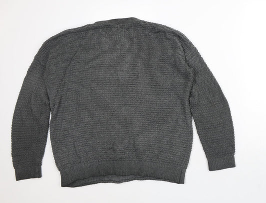 Topman Mens Grey Round Neck Cotton Pullover Jumper Size S