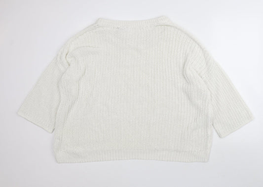 Womens UK Size M H&M White Pullover Jumper