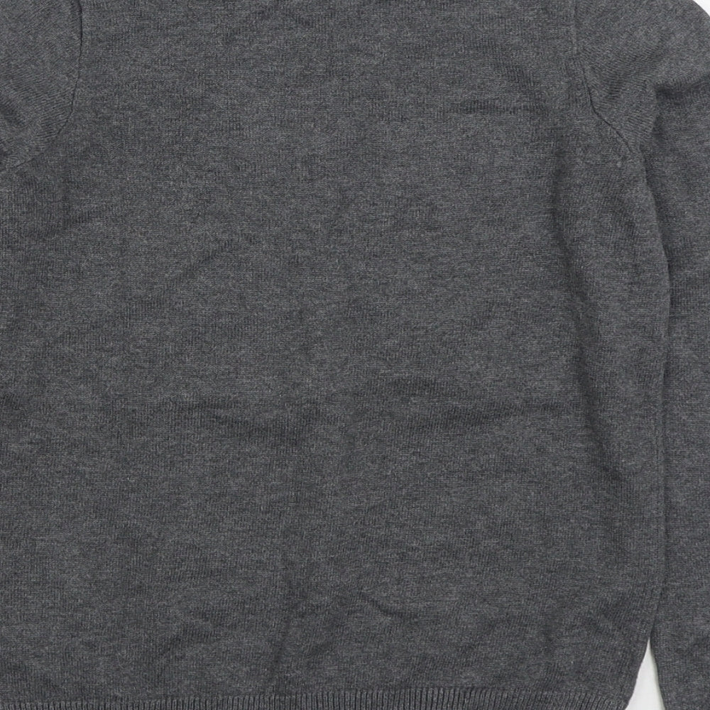 H&M Girls Grey Round Neck 100% Cotton Pullover Jumper Size 9-10 Years Pullover