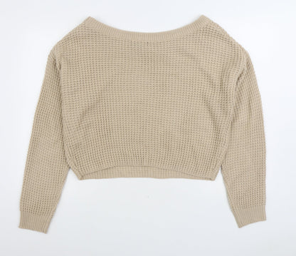 Womens UK Size 10 Missguided Beige Pullover Jumper