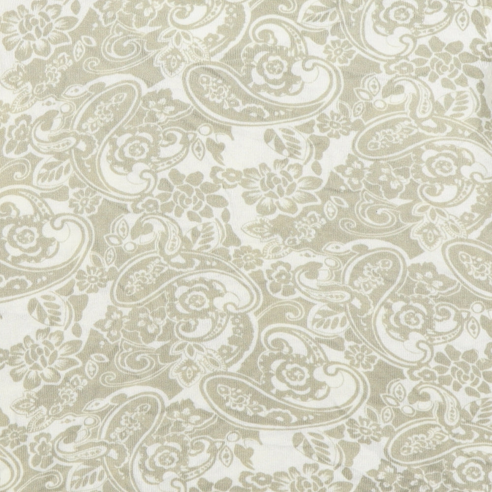 Daxon Womens Beige Geometric Acrylic Basic T-Shirt Size 14 Scoop Neck