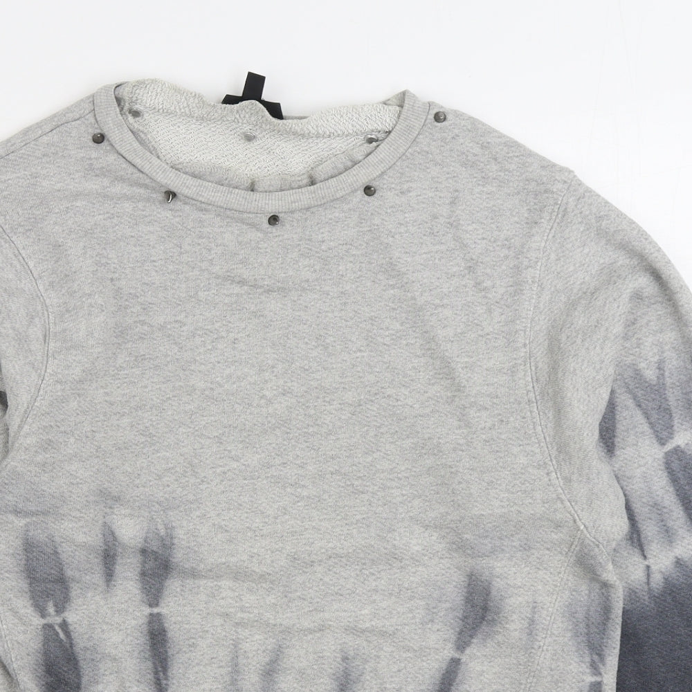 Topshop Womens Grey Cotton Pullover Sweatshirt Size 6 Pullover