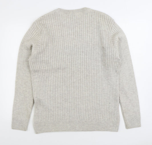 Cavallio Mens Beige Round Neck Acrylic Pullover Jumper Size L