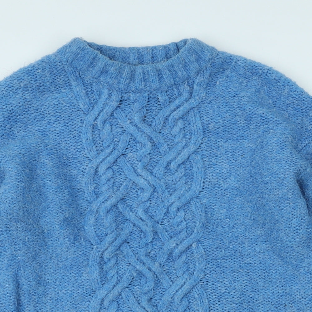 George Womens Beige Round Neck Acrylic Pullover Jumper Size S