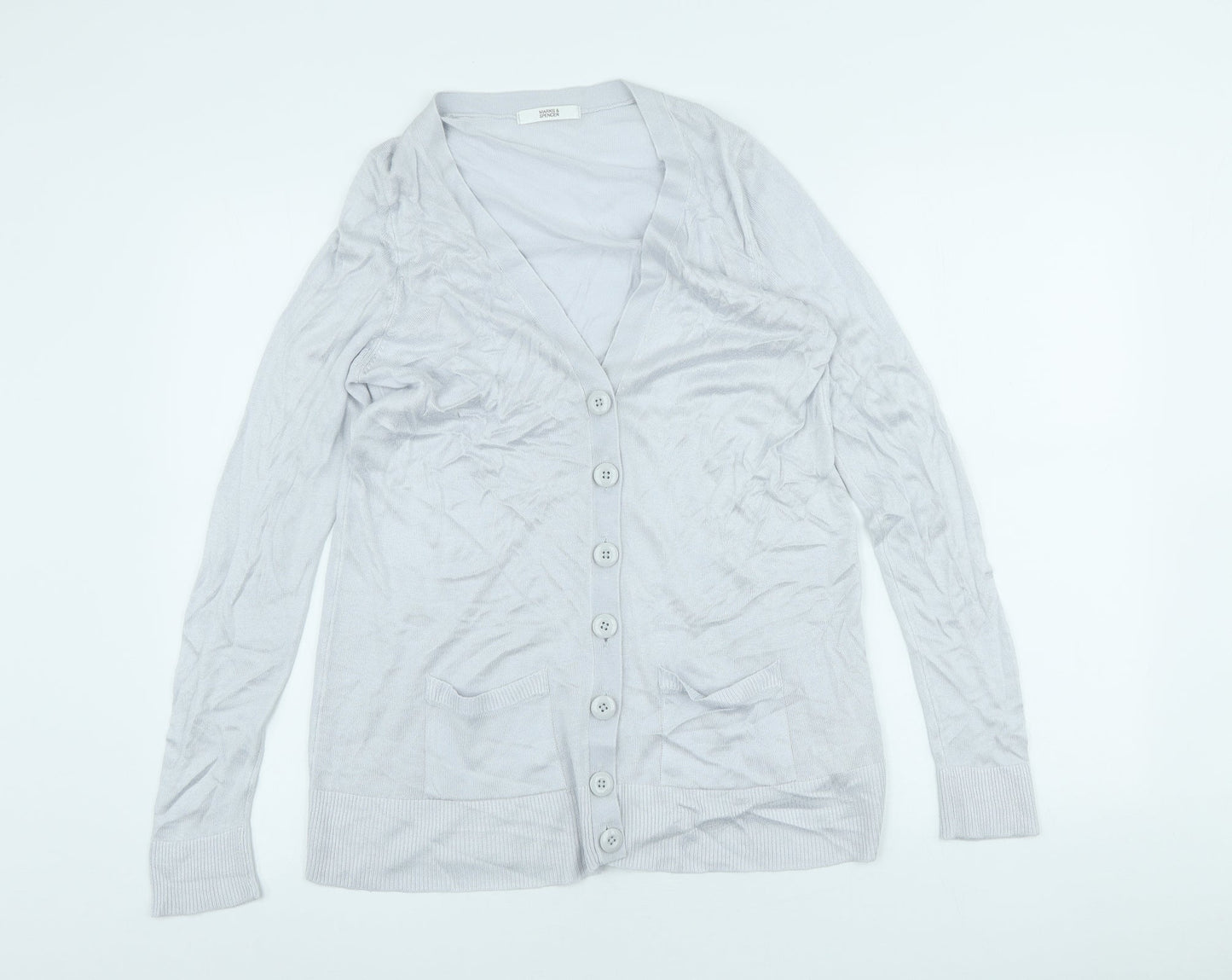 Womens UK Size 14 Marks and Spencer Grey Cardigan Jumper