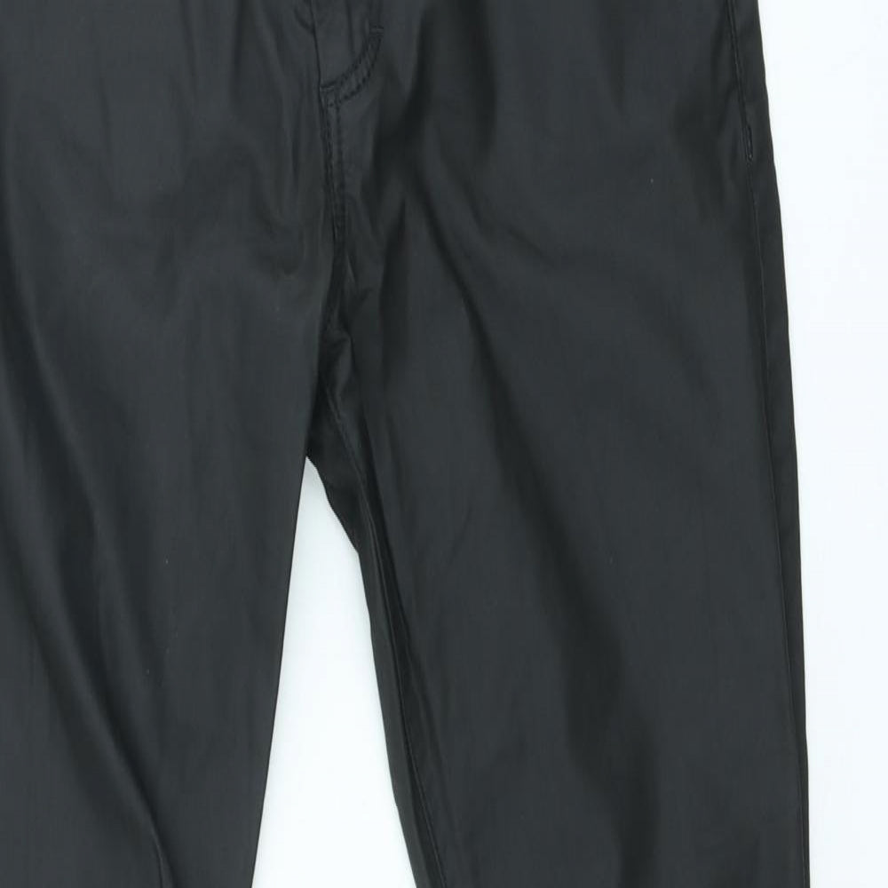 Topshop Womens Black Polyester Trousers Size XS L28 in Slim - Faux leather