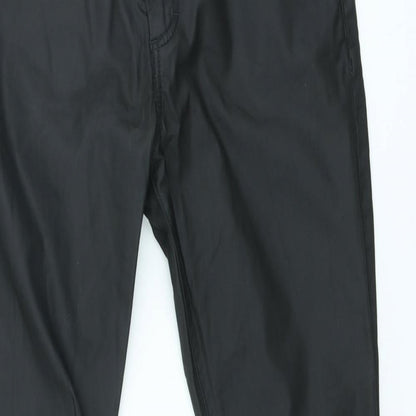 Topshop Womens Black Polyester Trousers Size XS L28 in Slim - Faux leather