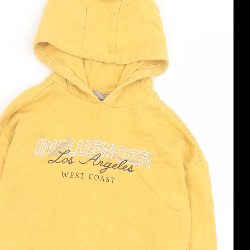 Matalan Girls Yellow Cotton Pullover Hoodie Size 10 Years Pullover