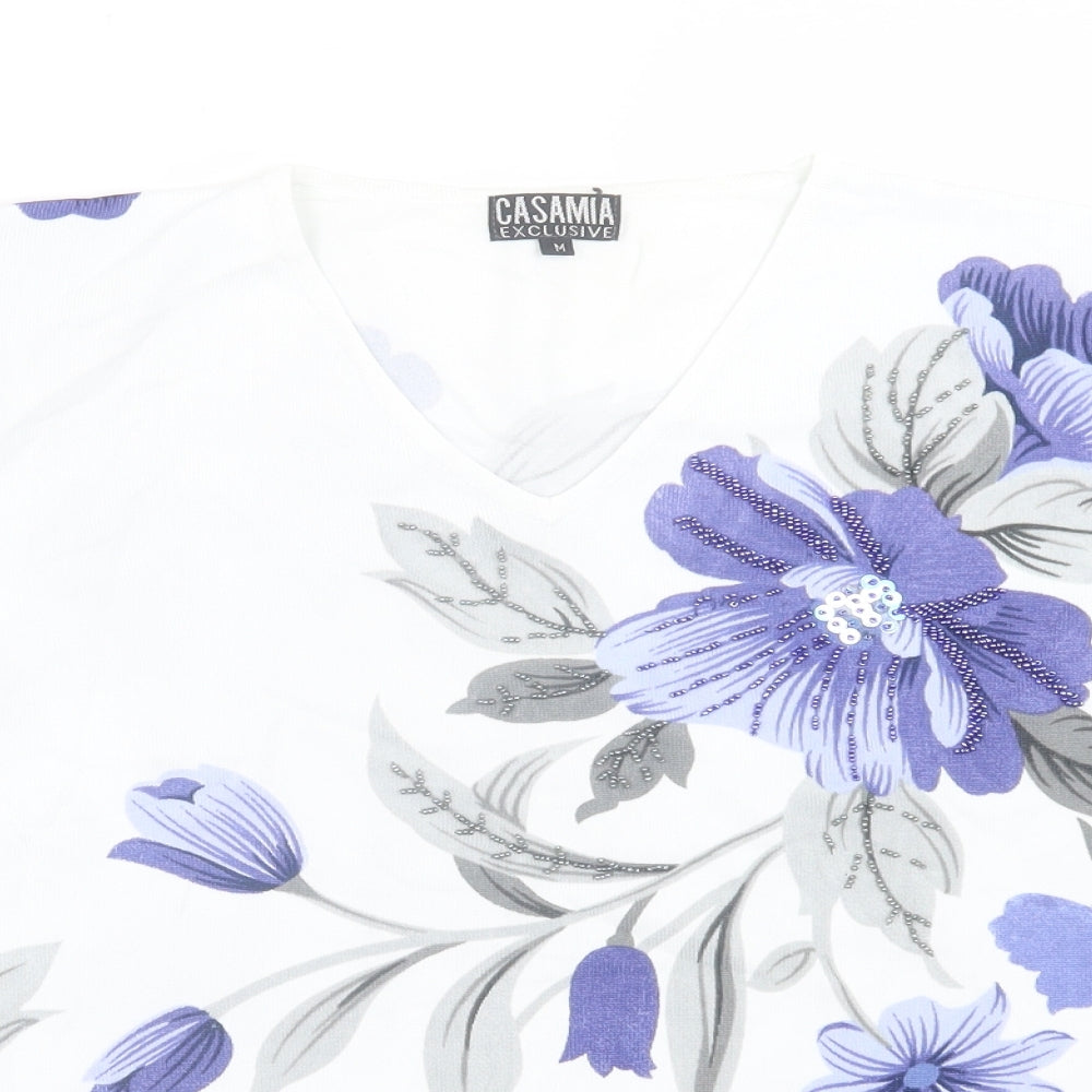 Womens UK Size M Casamia White Basic T-Shirt