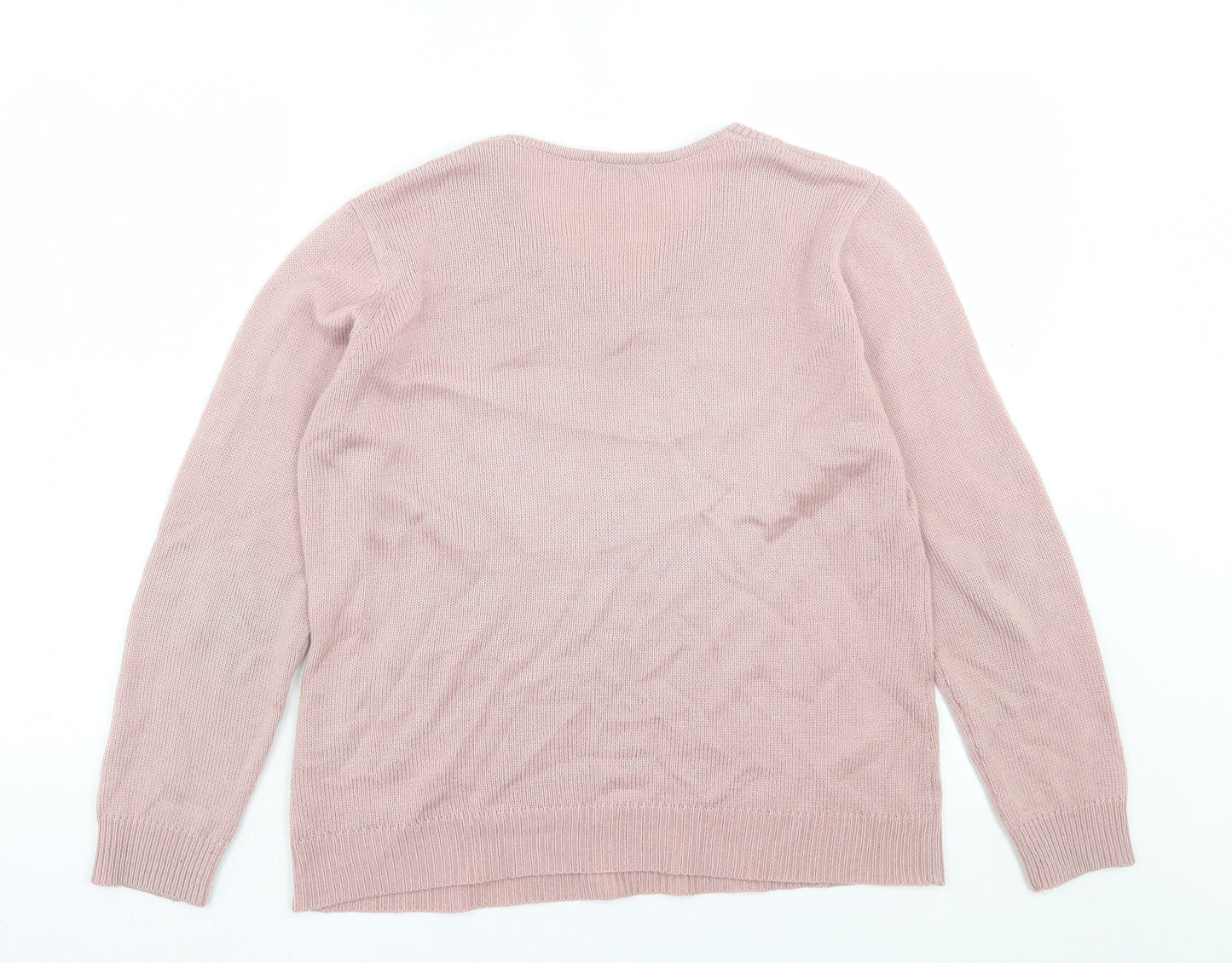 Damart Womens Pink V-Neck Acrylic Pullover Jumper Size 14